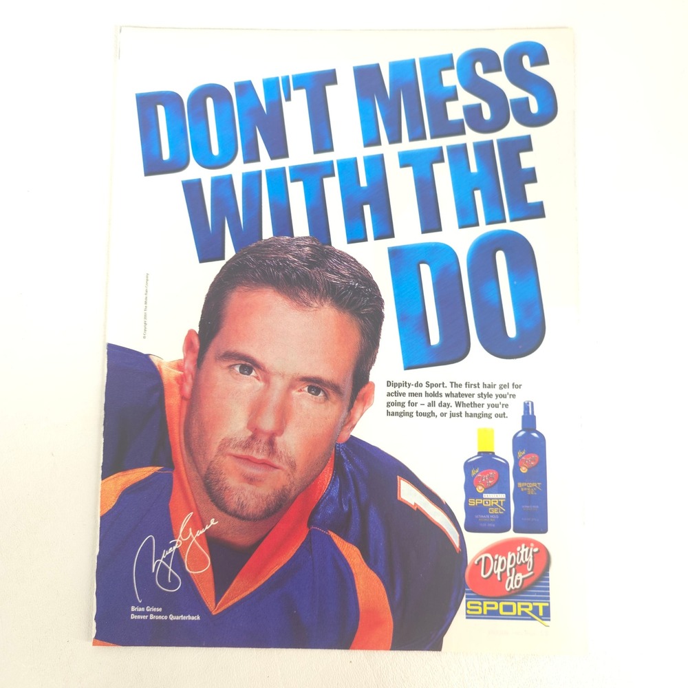 Dippity-do Sport Brian Griese Denver Broncos Vintage Print Ad 2002 Maxim NFL Y2K